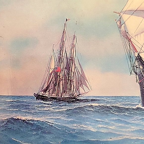 Wooden Storage/Jewelry/Stash Box with Ships 10.5" x 6.75" x 3" - Picture 2 of 12